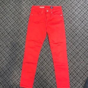 Red skinny jeans